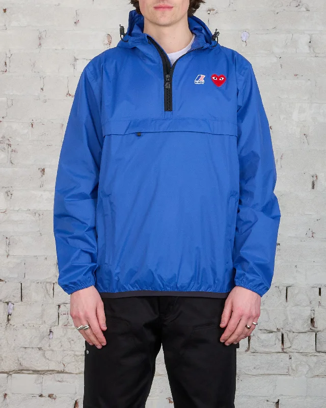 Value Deals Comme des Garçons PLAY K-Way Half Zip Hooded Jacket Blue