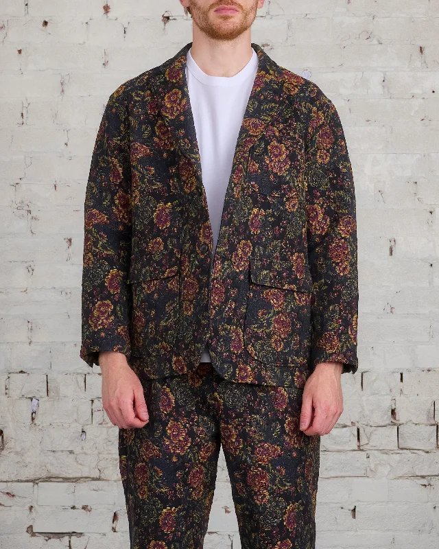 Limited Time Discount Engineered Garments Loiter Jacket CP Floral Jacquard Black Gold