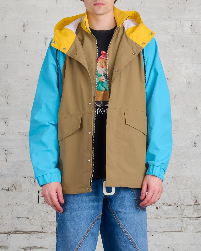 New Markdowns JW Anderson Short Colour Block Tech Nylon Parka Beige Multi