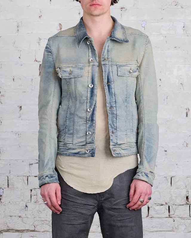Bonus Savings Rick Owens DRKSHDW Trucker Jacket Stretch Denim Sky
