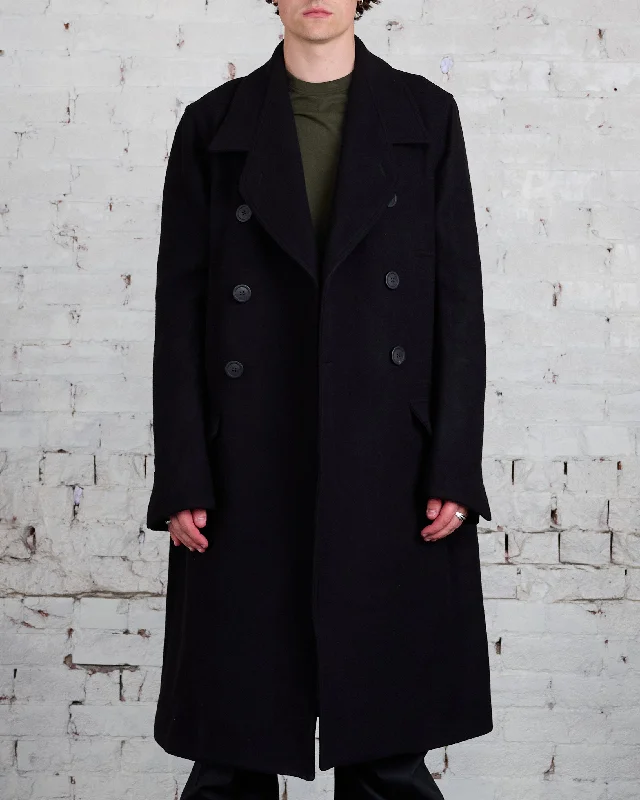 Factory Direct Sale Rick Owens Officer Coat Melton Black