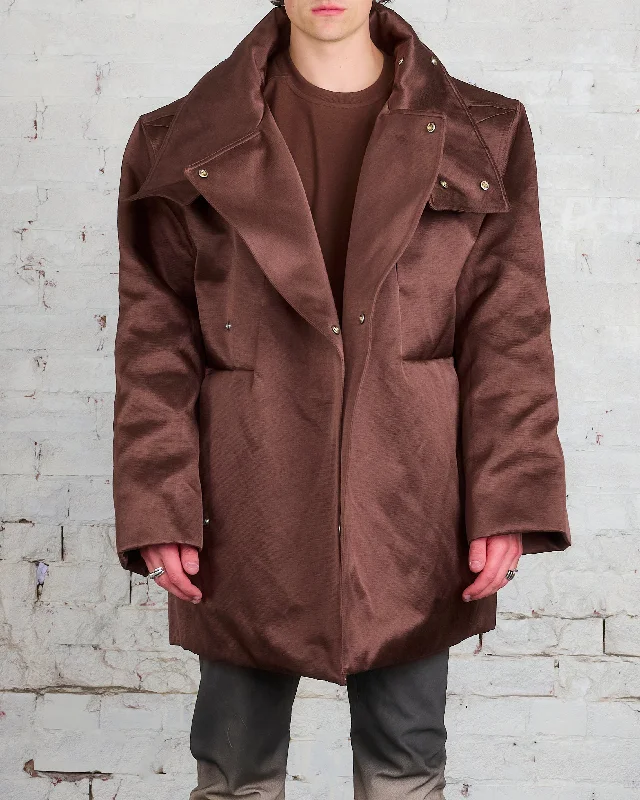 Special Discount Rick Owens Runway Luxor Caban Coat Cotton-Silk Duchesse Brown