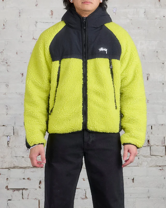 Amazing Deals Stussy Sherpa Paneled Hooded Jacket Lime