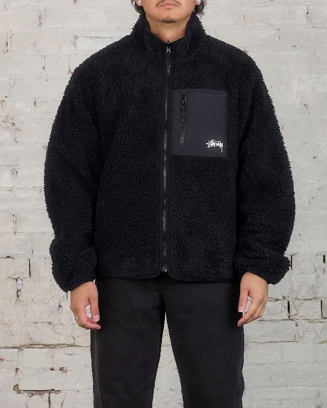 Super Deal Stussy Sherpa Reversible Jacket Black