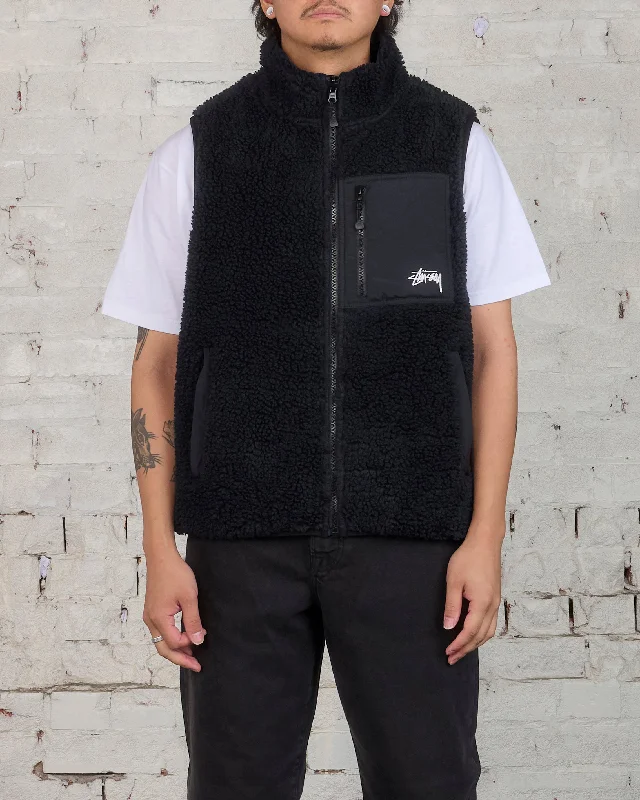 Stock Clearance Stussy Sherpa Reversible Vest Black
