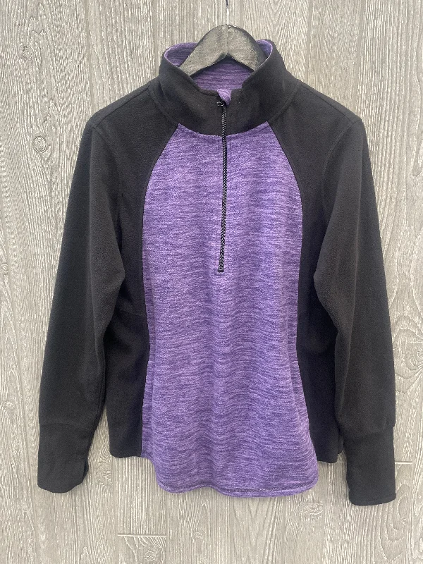 Warehouse Sale Athletic Top Long Sleeve Collar By St Johns Bay In Purple, Size: M