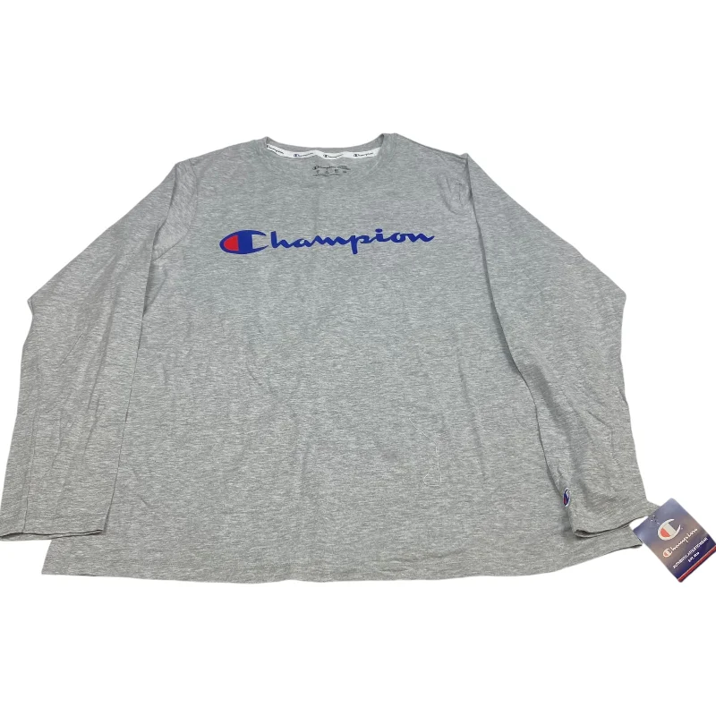 YEAR-End Clearance Athletic Top Long Sleeve Crewneck By Champion In Grey, Size: 2x