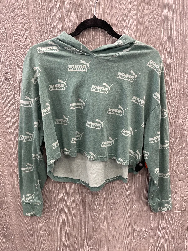 Overstock Athletic Top Long Sleeve Hoodie By Puma In Green, Size: L