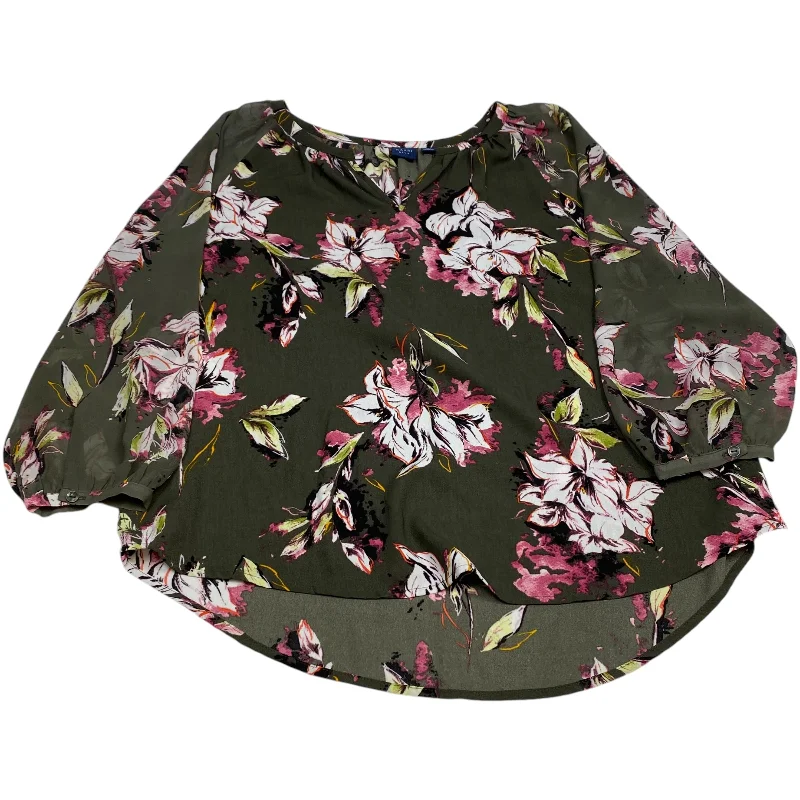 Seasonal Clearance Blouse 3/4 Sleeve By Kaari Blue In Green, Size: S