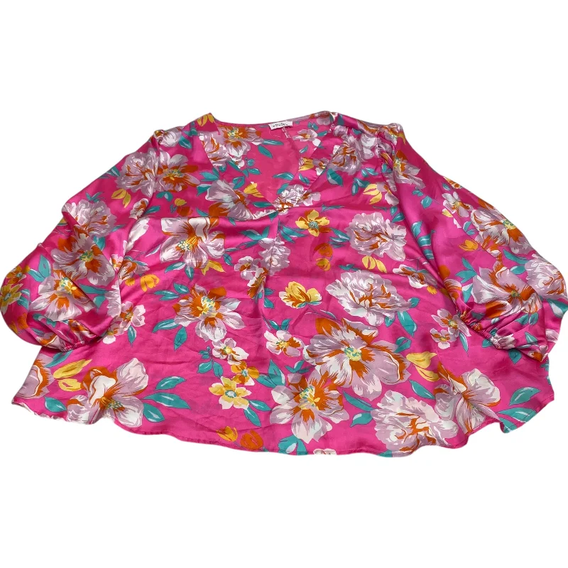 Unbeatable Prices Blouse Long Sleeve By Emily Wonder In Pink, Size: 1x