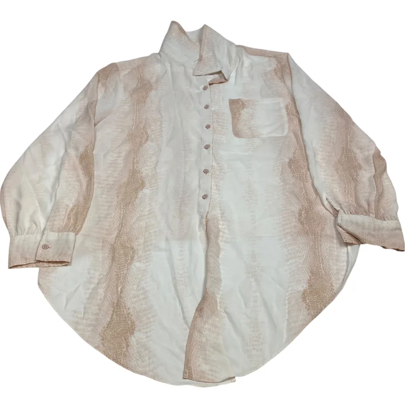 Savings Alert Blouse Long Sleeve By Violet And Claire In Pink & White, Size: Xl