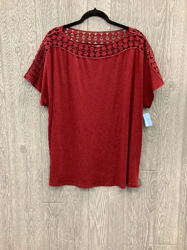 Extra Discounts Blouse Short Sleeve By Cato In Red, Size: 3x