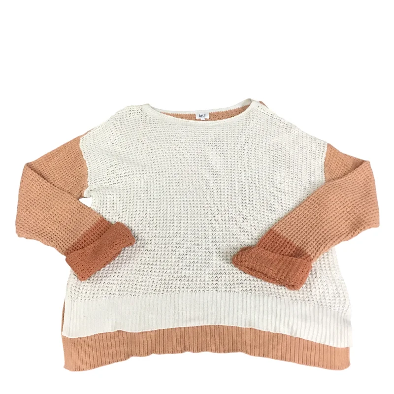 Daily Deals Sweater By Bke In Cream & Orange, Size: L