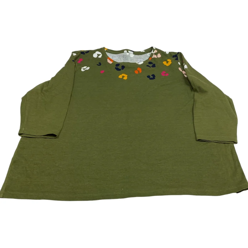 Midnight Sale Top 3/4 Sleeve By Kim Rogers In Green, Size: 3x
