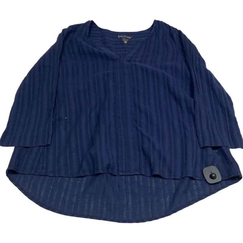Savings Galore Top 3/4 Sleeve Designer By Lilly Pulitzer In Navy, Size: S