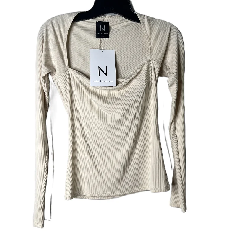 Special Price Top Long Sleeve Basic By Nakad Wardrobe In Tan, Size: M