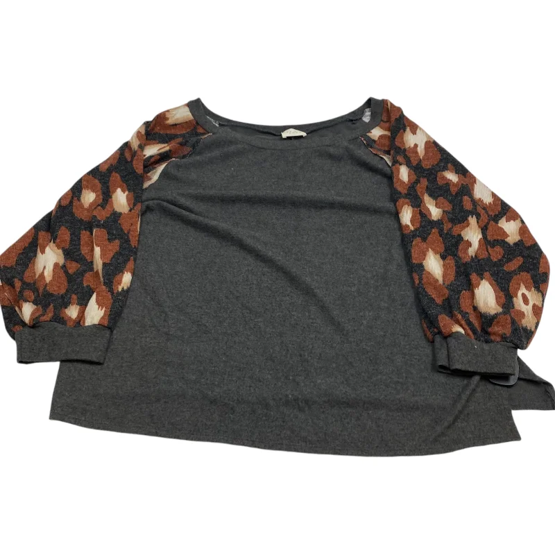 Super Deal Top Long Sleeve By 143 Story In Grey, Size: 2x