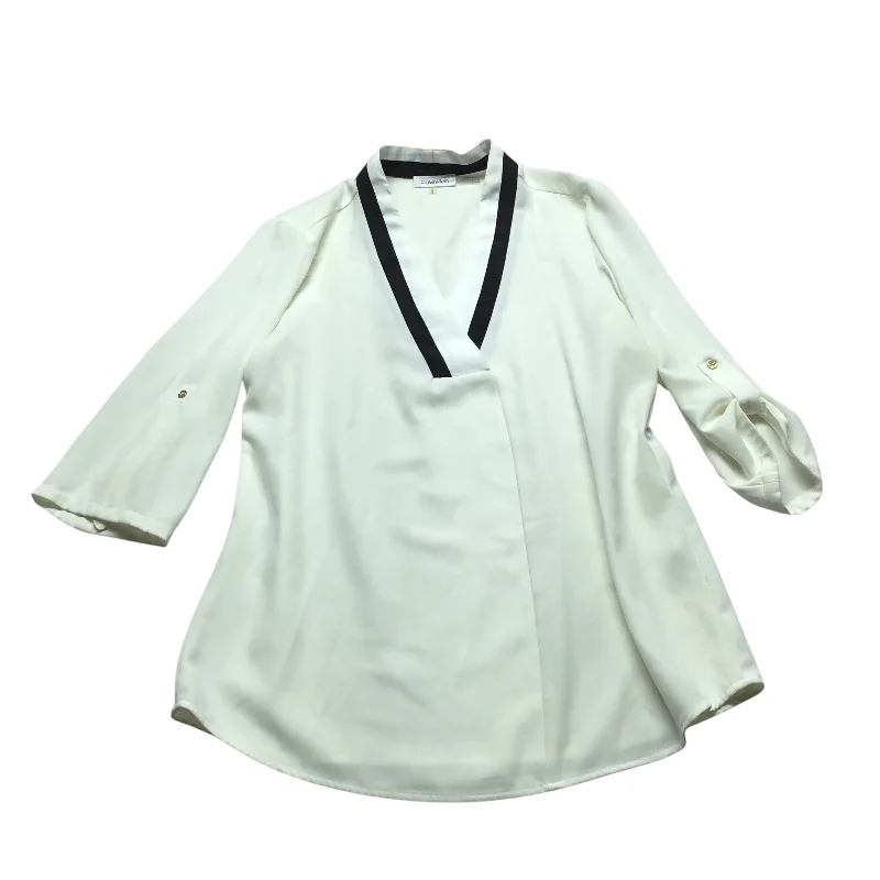 Seasonal Clearance Top Long Sleeve By Calvin Klein In Black & White, Size: M
