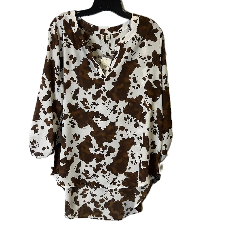Price Break Top Long Sleeve By Cato In Animal Print, Size: Xl