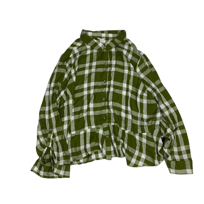 New Deals Top Long Sleeve By Cato In Green, Size: 4x
