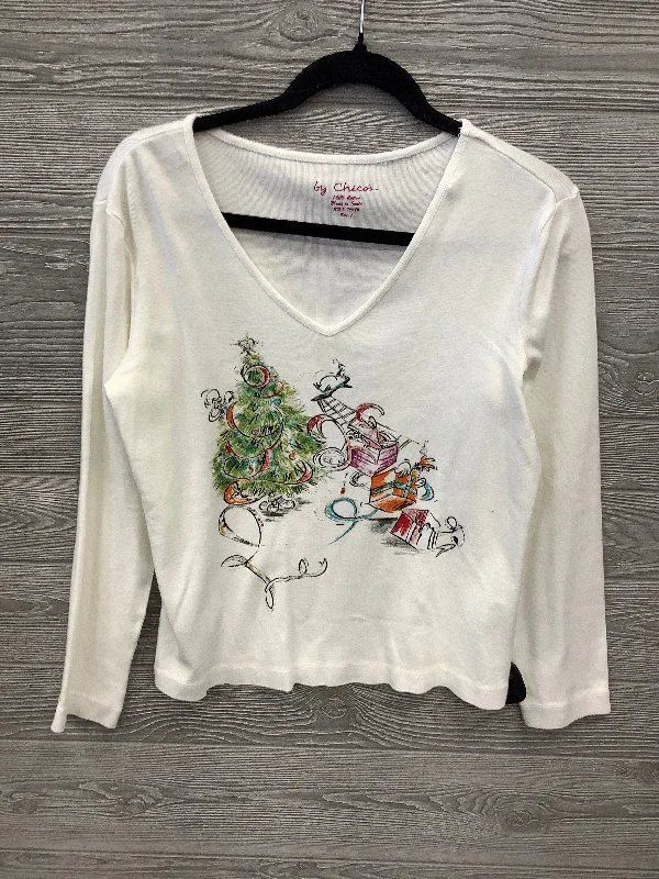 Weekend Deal Top Long Sleeve By Chicos In Cream, Size: M