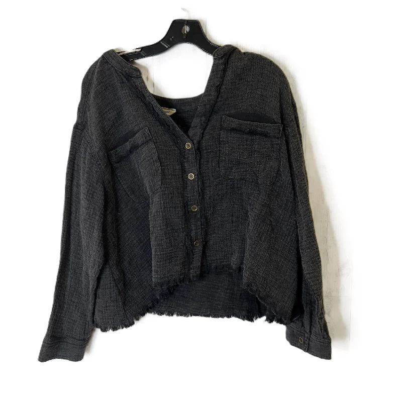 Super Sale Top Long Sleeve By Ee Some In Grey, Size: M