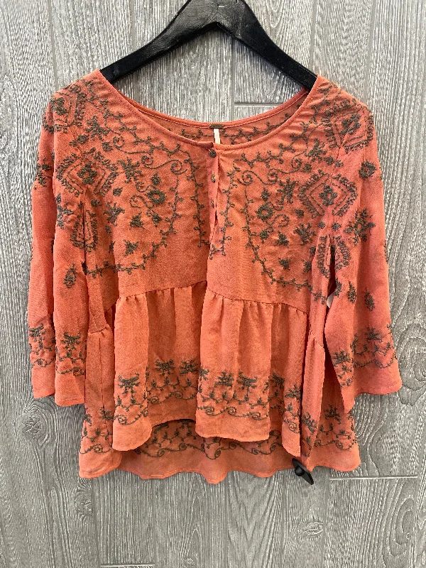 Limited Quantity Top Long Sleeve By Free People In Orange, Size: S