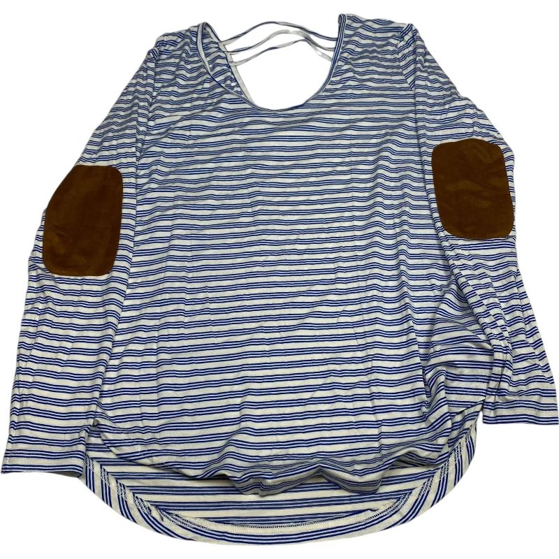 Blowout Sale Top Long Sleeve By Kavu In Blue & White, Size: L