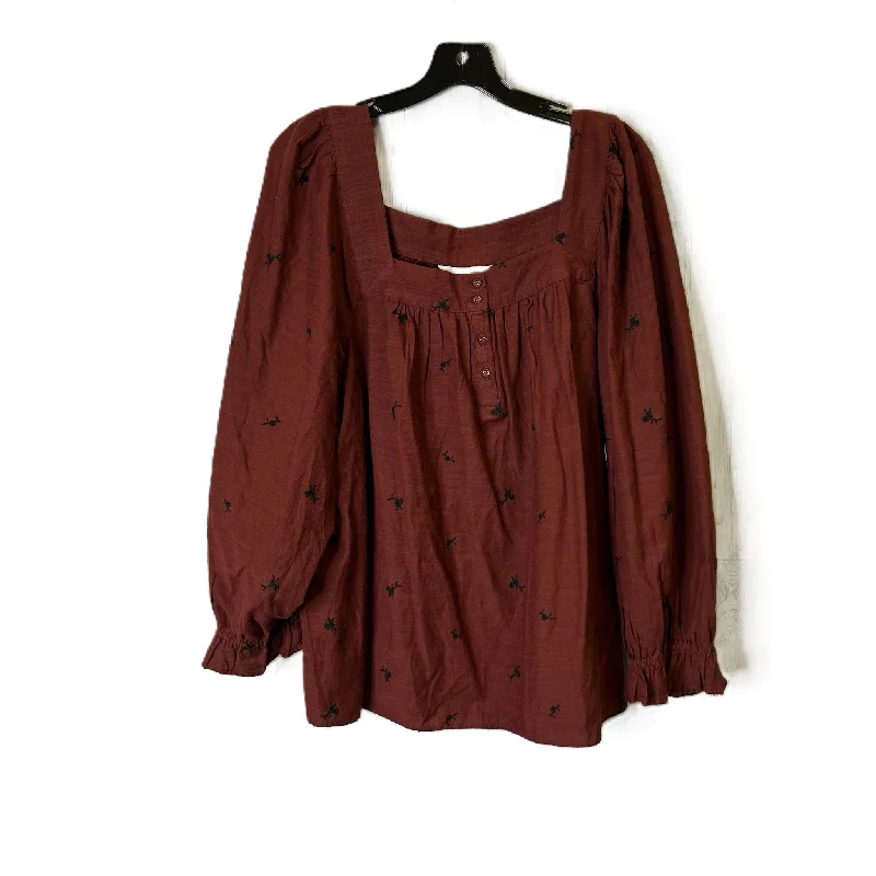 Can't Miss Top Long Sleeve By Lc Lauren Conrad In Brown, Size: Xxl