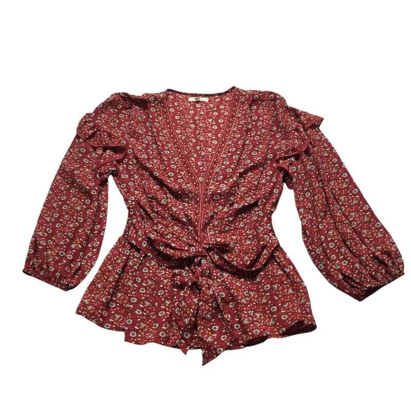 Savings Galore Top Long Sleeve By Max Studio In Red, Size: L