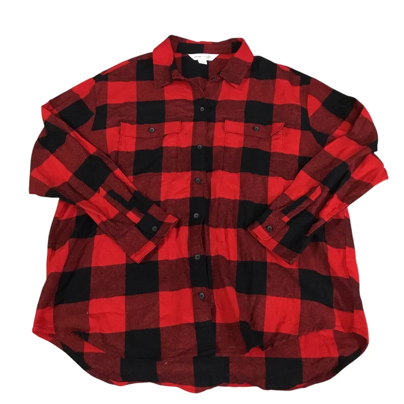 Don't Wait Top Long Sleeve By Old Navy In Black & Red, Size: L