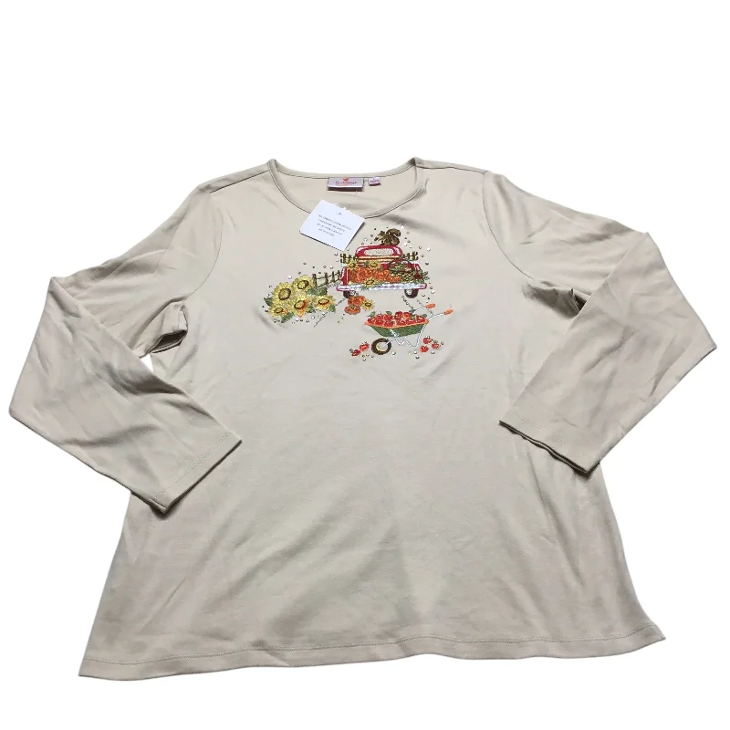 Buy More, Save More Top Long Sleeve By Quaker Factory In Tan, Size: L