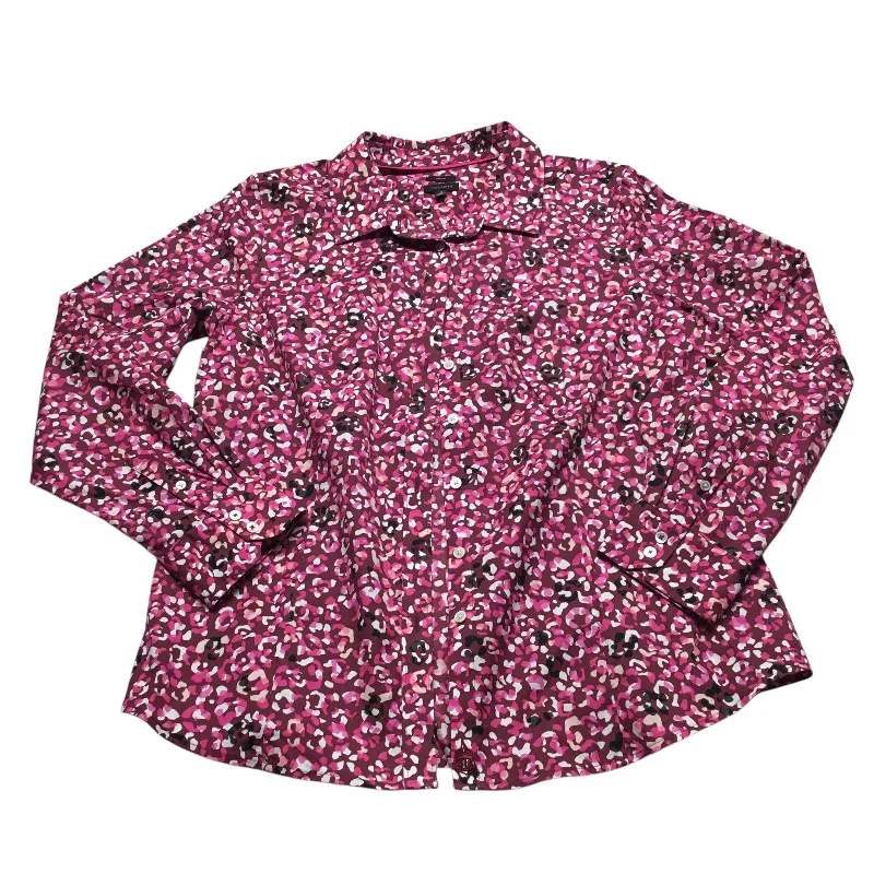 Early Access Top Long Sleeve By Talbots In Pink & White, Size: 12