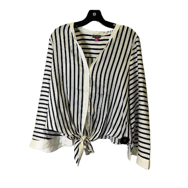 New Deals Top Long Sleeve By Vince Camuto In Striped Pattern, Size: L