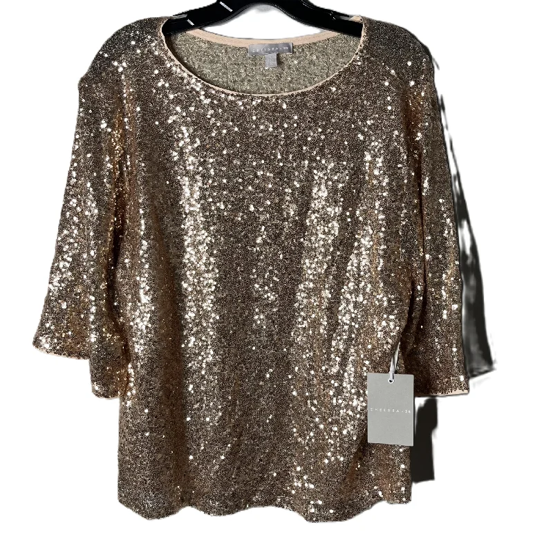 Warehouse Sale Top Short Sleeve By Chelsea 28 In Rose Gold, Size: L