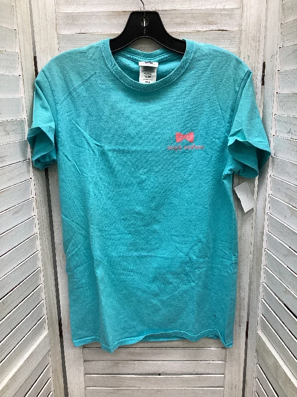 Best Bargains Top Short Sleeve By Simply Southern In Blue, Size: S