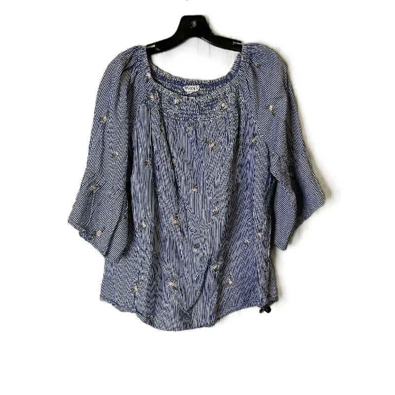 Can't Be Beat Top Short Sleeve By Westport In Blue, Size: 1x