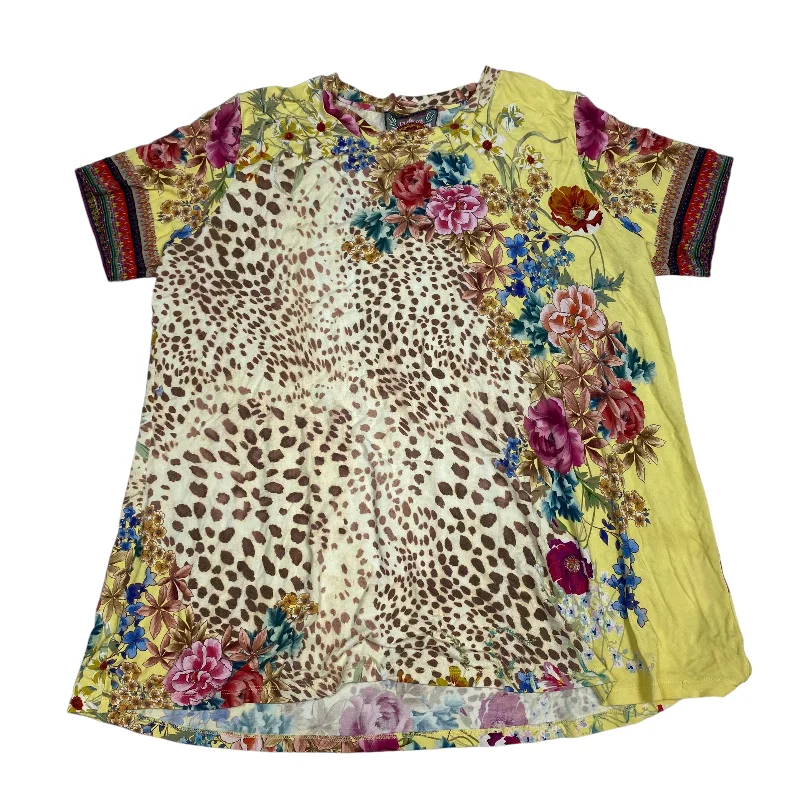 Final Markdown Top Short Sleeve Designer By Johnny Was In Yellow, Size: M