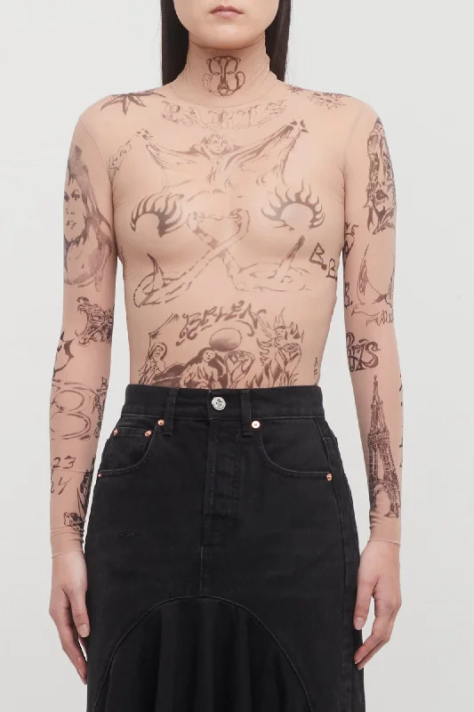 Balenciaga Tattoo Top in Light Beige