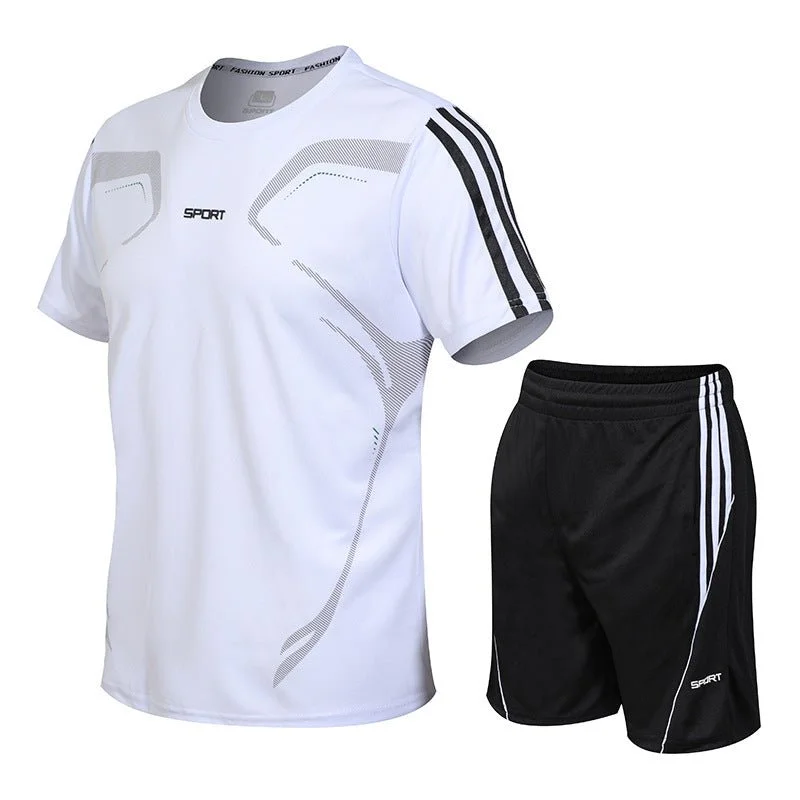 Midnight Sale Men's Breathable Activewear Set - Moisture-Wicking T-Shirt & Quick-Dry Shorts