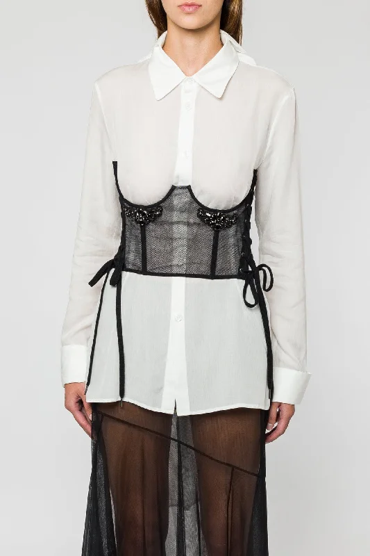Hurry In Simone Rocha Short Lace Up Corset With Embroidery