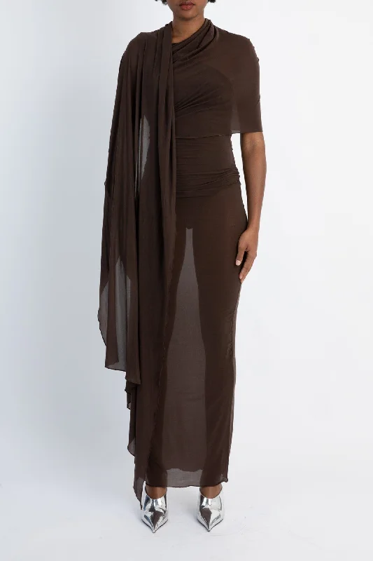 Stock Clearance The Attico Jersey Dress in Dark Brown