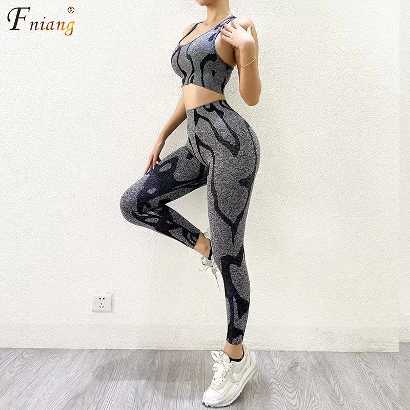 Reduced Prices Gym Fitness Soft Yoga Bra - Striped Leopard Print High Waist Leggings