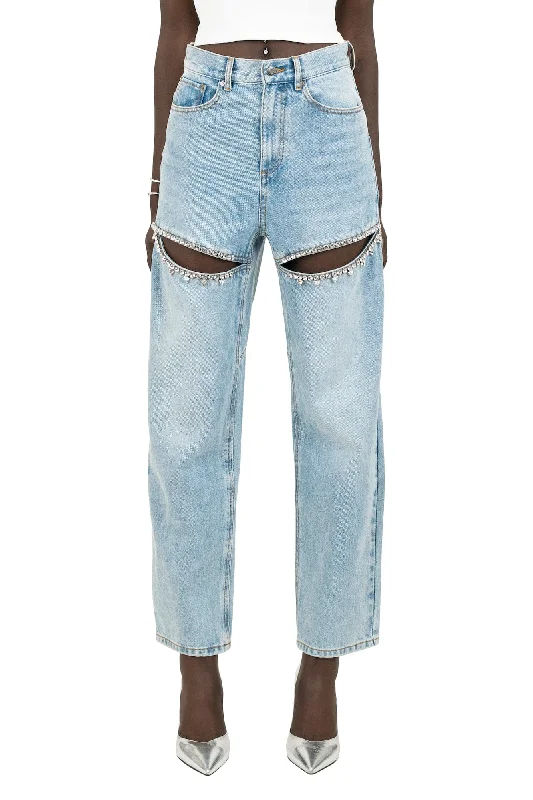 Limited Quantity Area Crystal Slit Jean