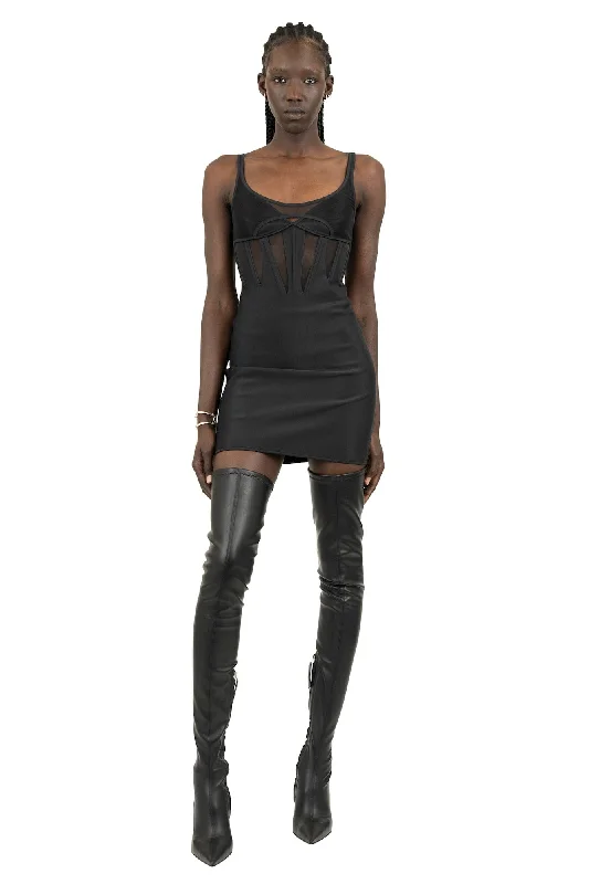 Mugler Corsetted Bonded Mini Dress