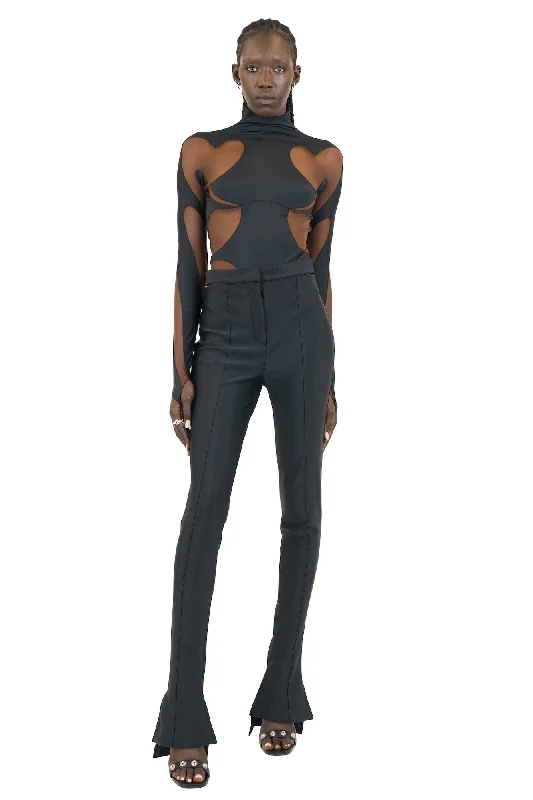 Customer Appreciation Sale Mugler SS23 Eco Sport Bodysuit in Black Rounded Cutouts