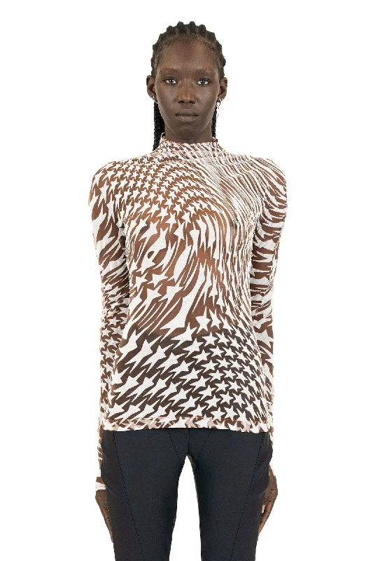 Season Finale Sale Mugler Star Flow Top in Snow and Nude